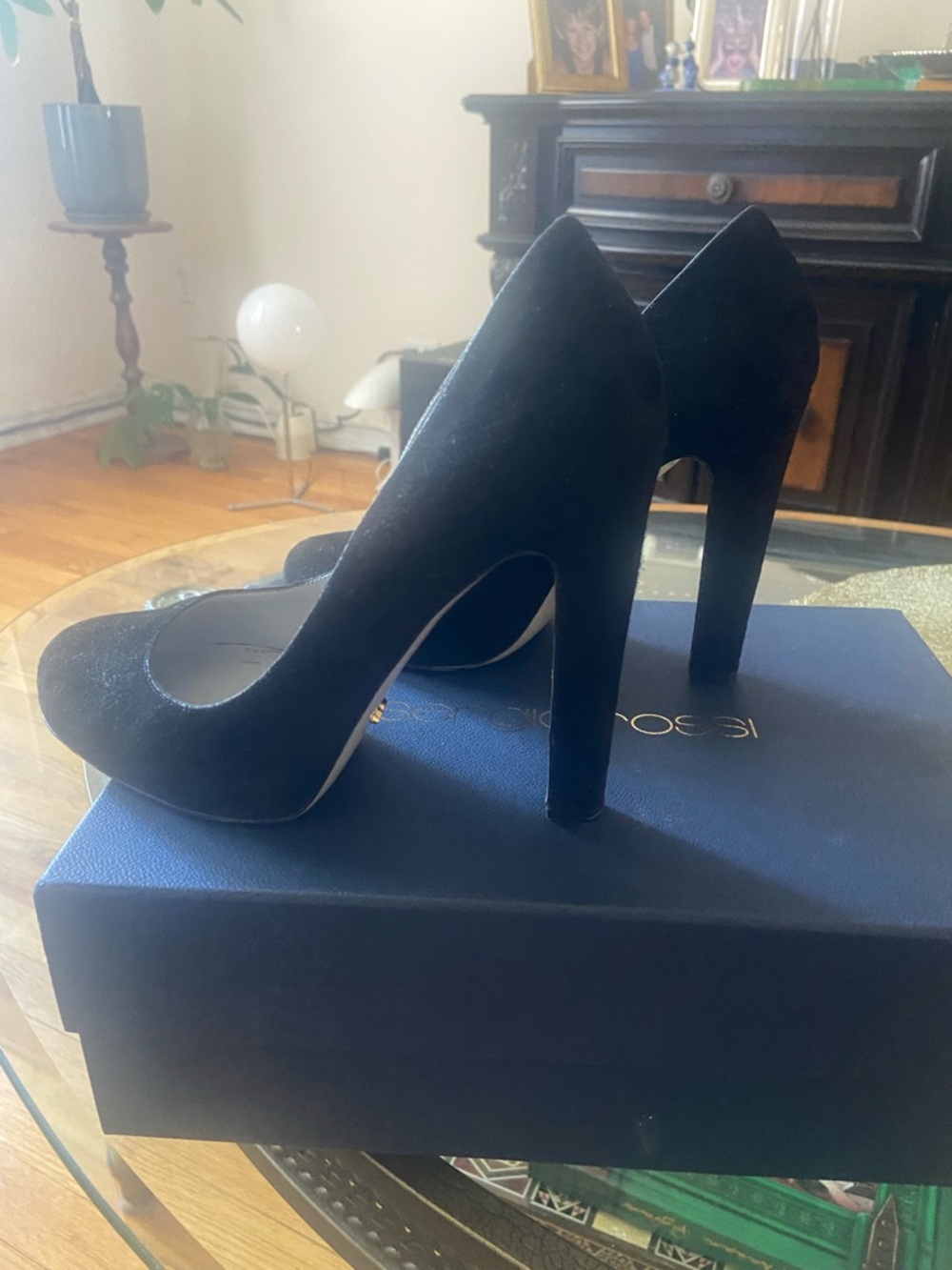 Sergio Rossi Black Suede Stiletto Pumps